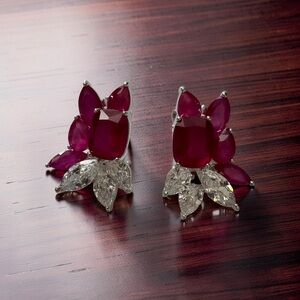 Elegant Ruby and Diamond Earrings
